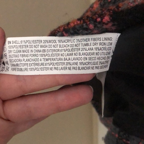 Gray and Coral Plaid Forever 21 Coat - Picture 7 of 7